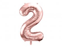Folinis balionas "2", rožinis auksas (86cm)